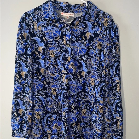 Jude Connally Dress Blue and Black Long Sleeve Patterned - Picture 3 of 4